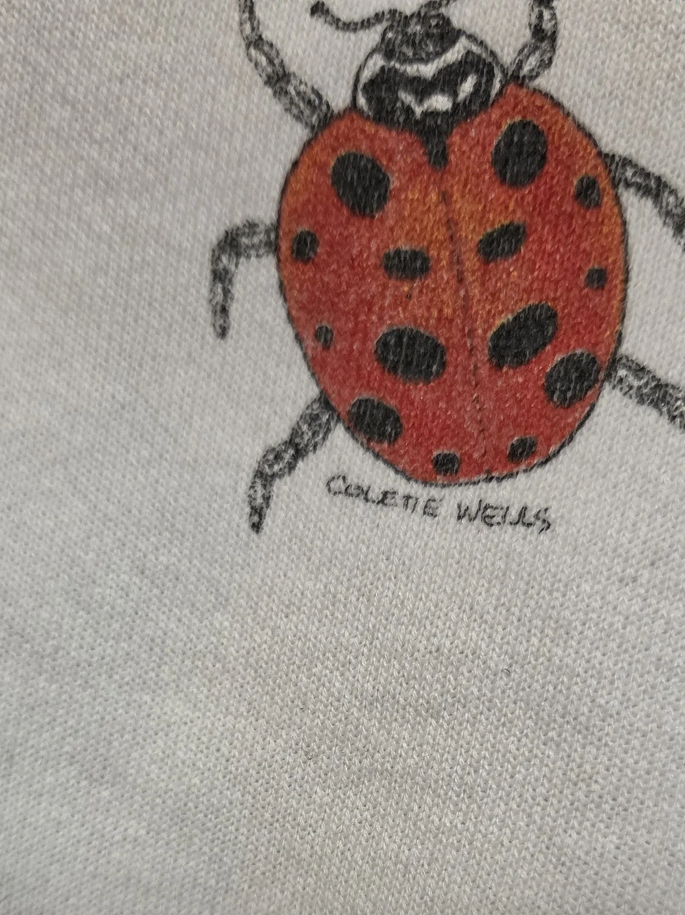 Vintage Hanes White Crewneck Sweatshirt with Red Ladybug Print 80's